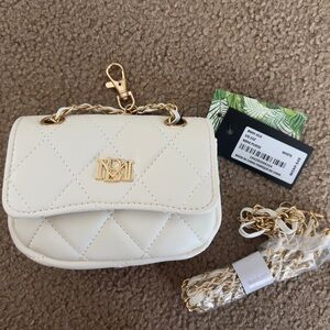 White Quilted Mini Purse with Gold Chain by Badgley Mischka